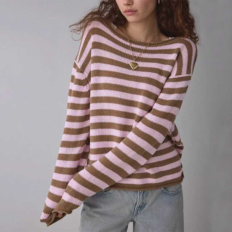 MsChuh Women's Sweaters And Pullovers Loose Versatile Female Strtwear Elegant Simple All-match Long-slved Striped Sweater S260917ATJ0