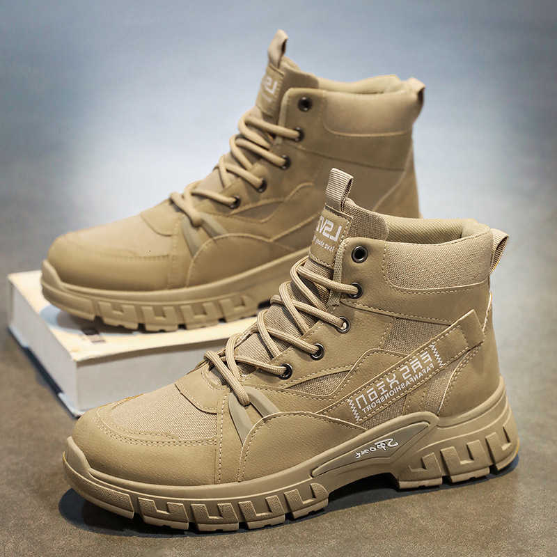 Men's High-Top Work Boots Non-Slip Durable Multi-Terrain Hiking Shoes Comfortable Tactical Desert Outdoor Footwear for Men D260917