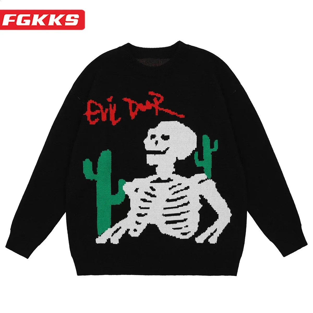 FGKKS Men Sweater Fashion n Trend Skull Halloween Christmas Pullover 260910