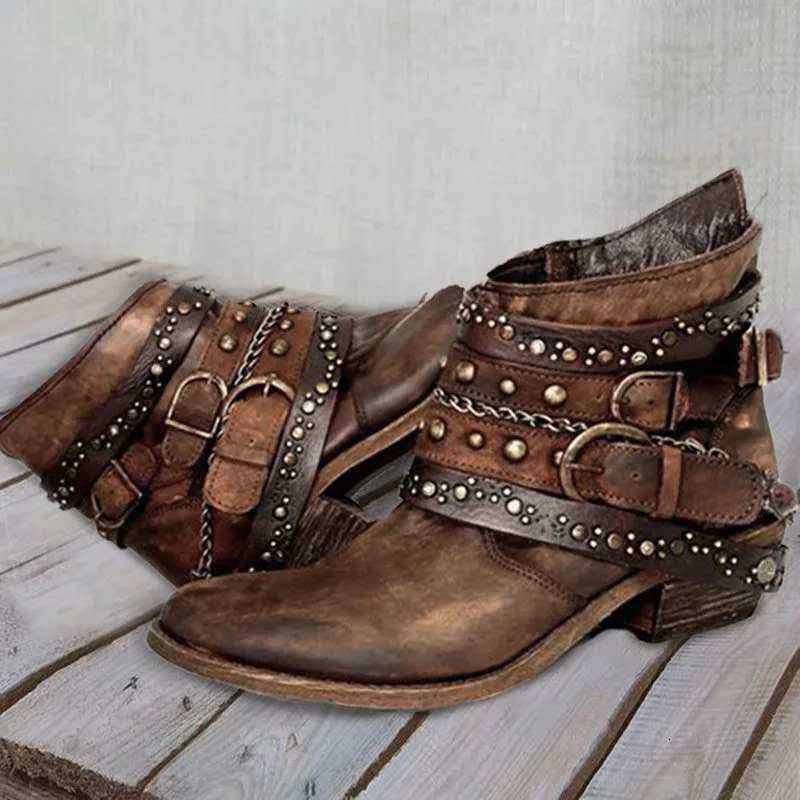 Women's Autumn fashion and Winter Boots New Platform Casual Leather Plus Size 43 Women's Boots Belt Boots Botas Femininas D260917