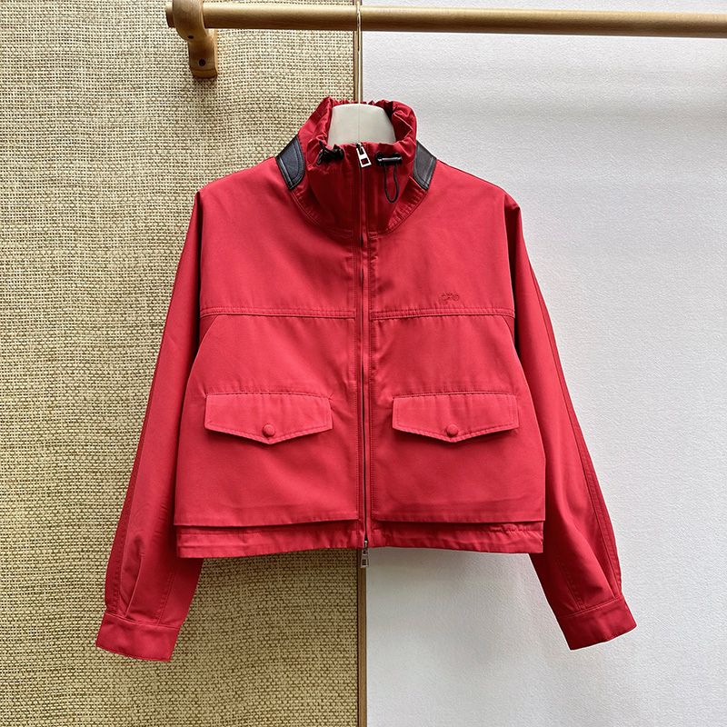 Designer Cargo Red Bomber Jacket Women Turtleneck Zipper Cropped Sporty Outerwear Outdoor Climbing Loose Festival Warm High End Jackets