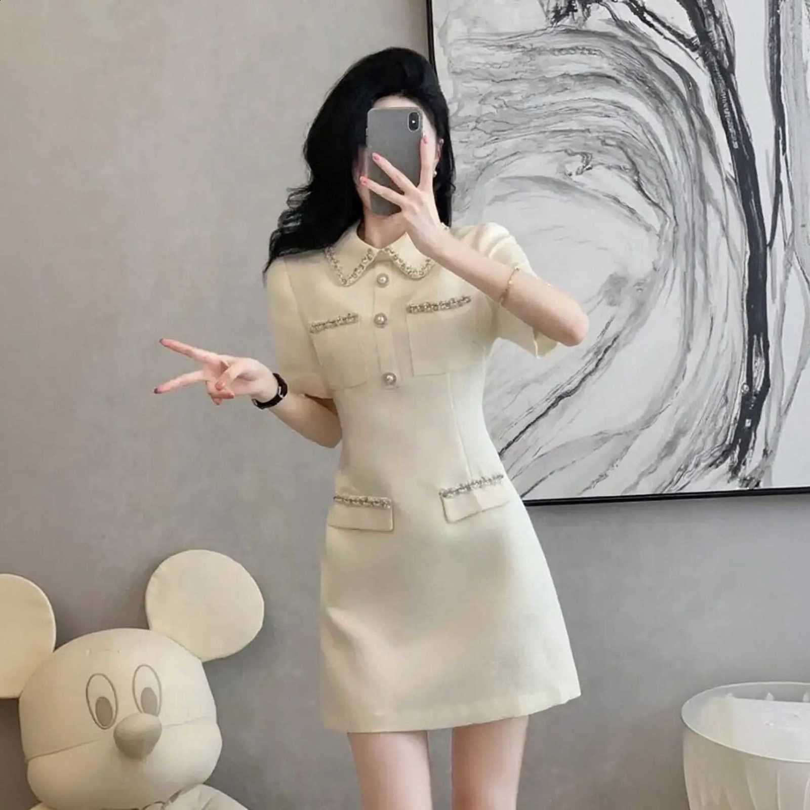 Sensation Women's Design Dress with Lining Short Fashionable White Mini Skirt for Petite Ladies High-End Feel C260917