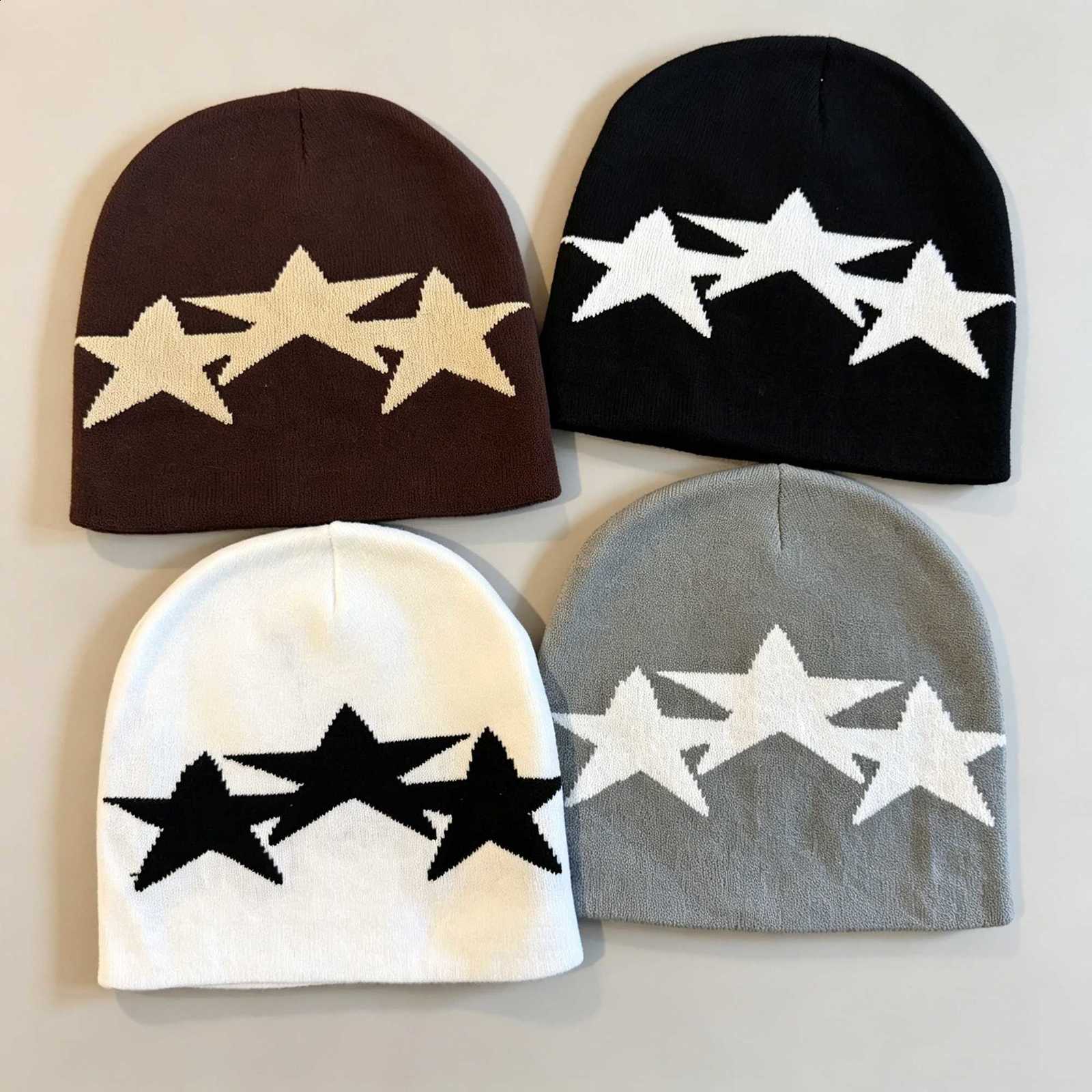 Pointed Y2K Five Star Casual Cozy Winter Warm Beanie HatKnit Beanie Fashionable Street Style Winter Warm Knit Hat Unisex Pull-OT260916