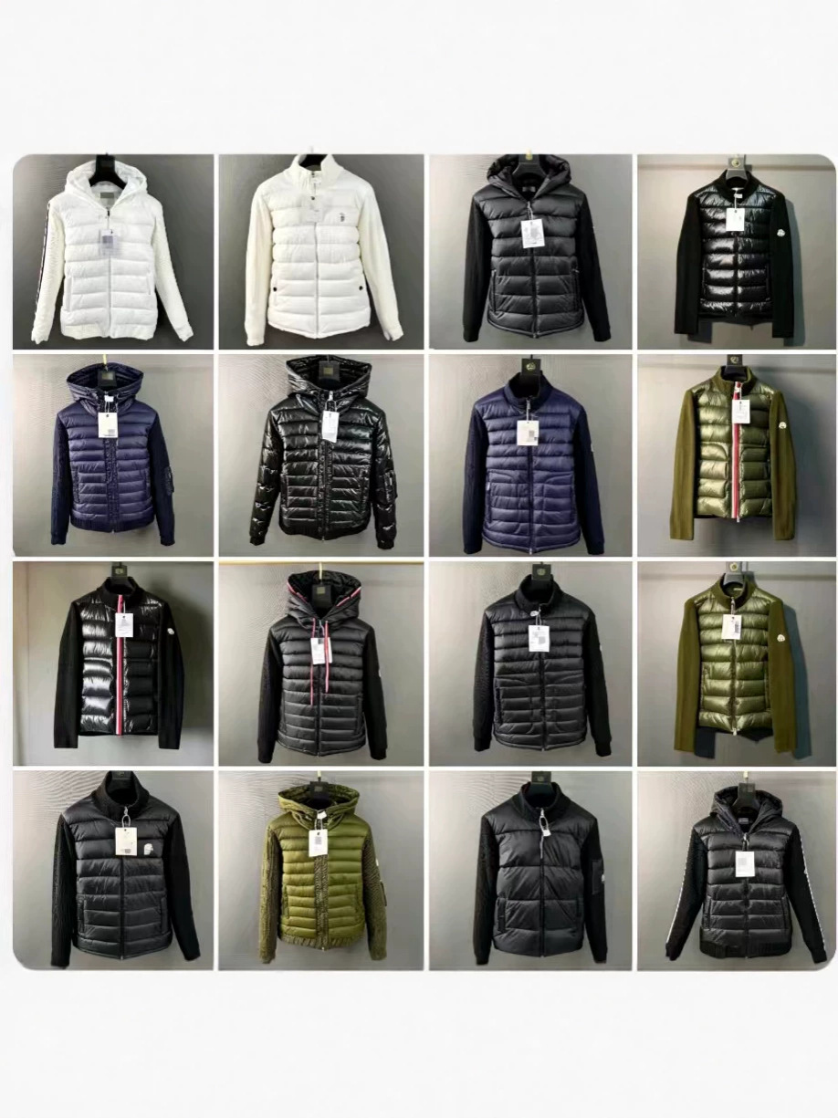 Men Stand Collar Zipper Hybrid Down Jacket Knit Sleeve Spliced Light Windproof Warm Slim Fit Casual High Street Outerwear