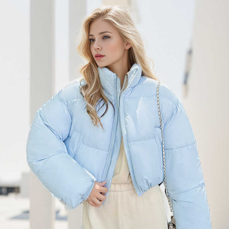 Short Autumn Winter 2025 New Parkas Jacket Women Warm Zipper Loose Down Coat Female Cotton Jacket Solid Thick Windproof Outerwea H260917