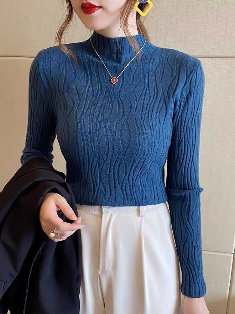 Knitted Elegant Solid Basic Women Tops Turtlneck Sweater Long Sleeve Slim Casual Pullover Korean Fashion Simple Chic Clothes J260916