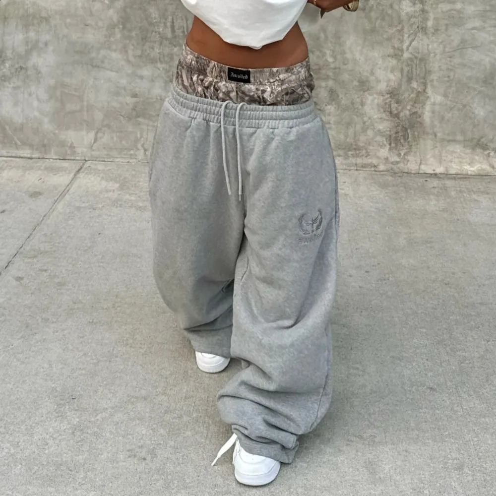 Men's Y2K Retro Sports Pants Double Cuffs Embroidered Camouflage Pattern Unisex Loose Pants Wide Leg Pant Fashion Hip Hop Street 260917