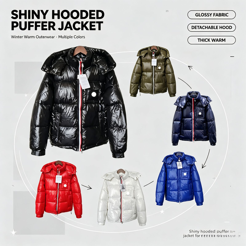 Men's Designer mon clear Jacket Winter Puffer Jacket Warm Windproof Down Jacket Shiny Couple New Fashion Designer Parkas coat 4e