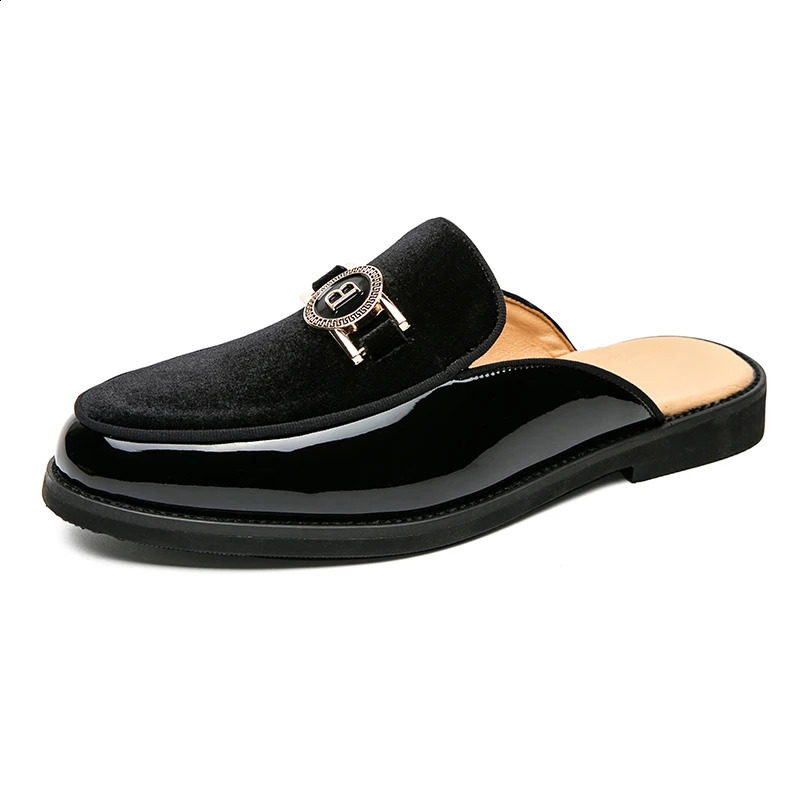 Leather Casual Shoes For Men y Black Mules Fashion Flats Summer Breathable Outdoor Slippers Male Slip On Loafers ner 260917