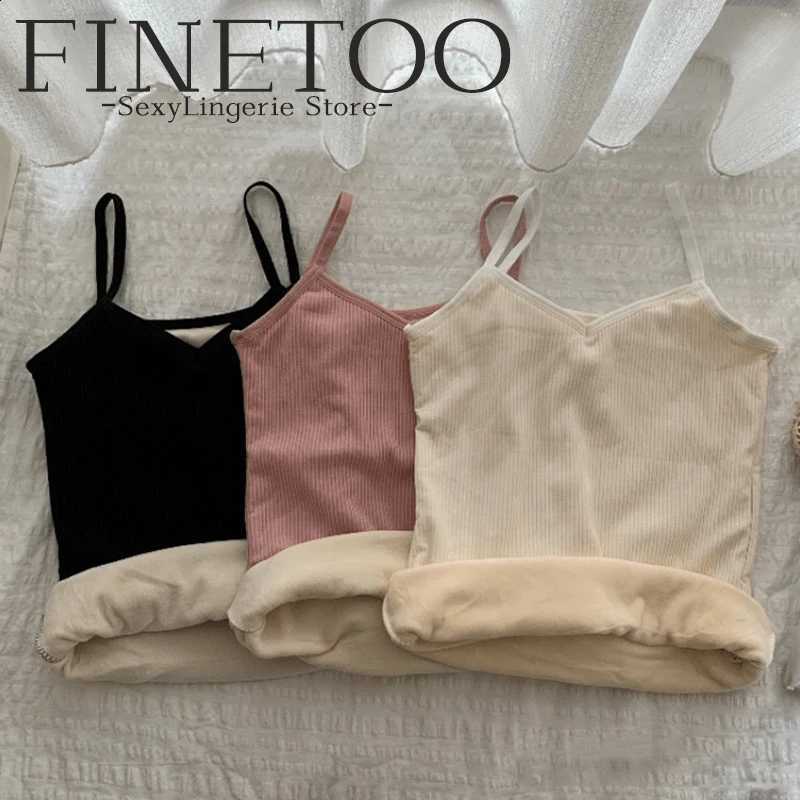 Winter Thermal Underwear Tops Womens Velvet Thickened Suspender Bottomed Shirt Slim Warm Sling Vest Sexy Plus Female Undershirt H260916
