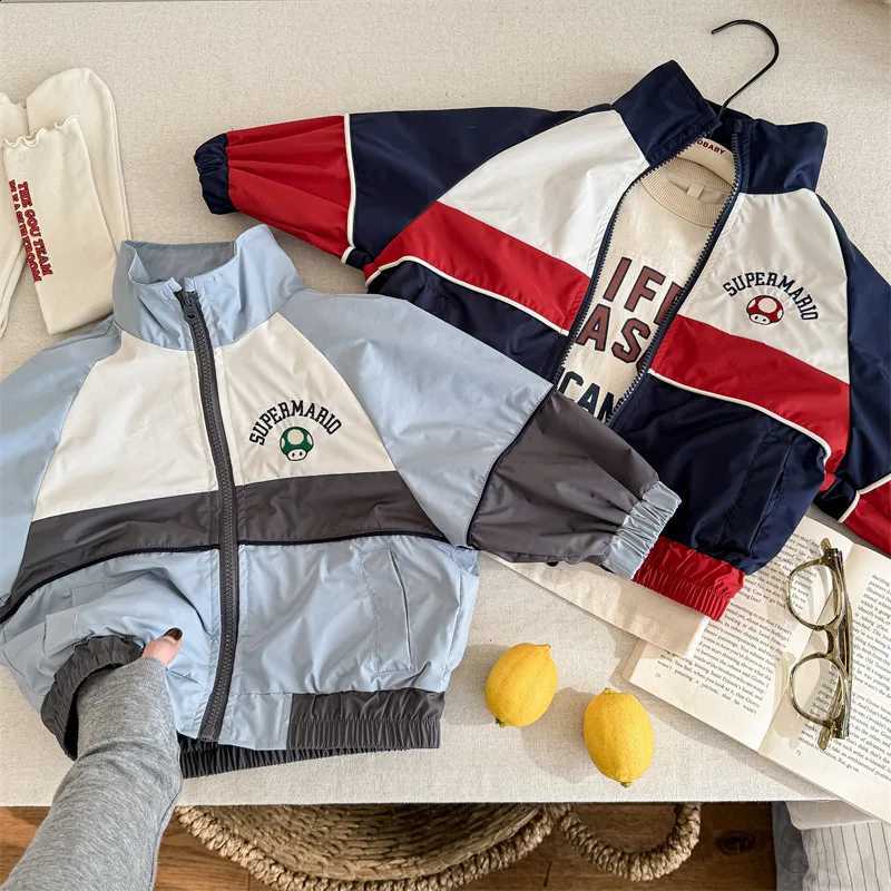 Autumn 2025 Spring Children Casual Jackets Clothes Boy Letter Long Sleeved Zipper Coats Girls Preppy Style Windbreaker OuterwearT260916