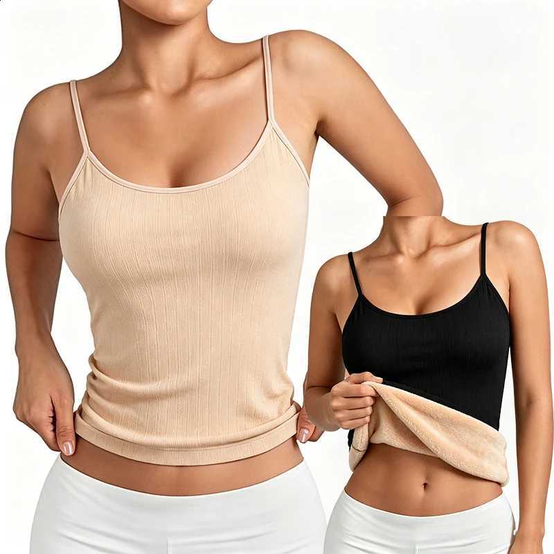 2Pcs Women's Thermal Underwear Autumn Winter Comfortable Elastic Sleeveless Inner Wear Lady Slim Warm Thick Solid Camisole Tops H260916