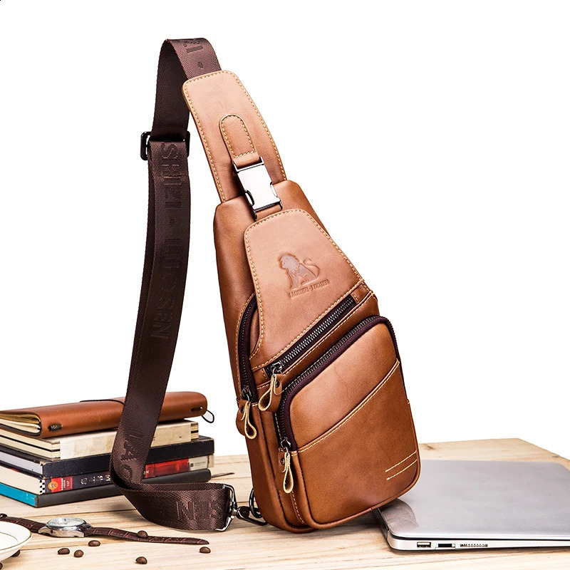 Men's genuine leather chest bag cowhide men's versatile and fashionable crossbody 260917