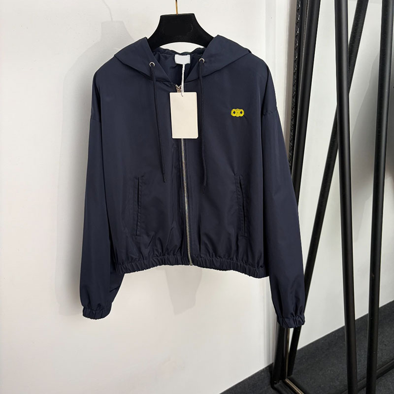 Embroidered Hooded Jackets Luxury Long Sleeve Zipper Up Coat Spring Autumn Street Style Daily Outwear