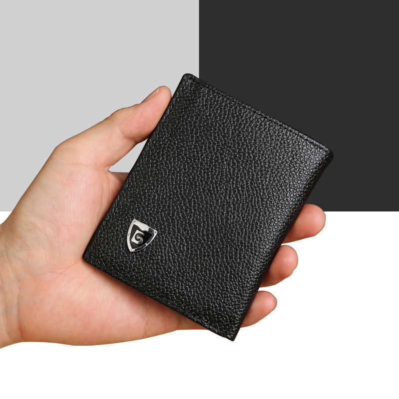 Genuine Leather 100% Men Wallet Premium Product Real Cowhide Wallets For Man Short Black Cash Receipt Holder PurseT260917