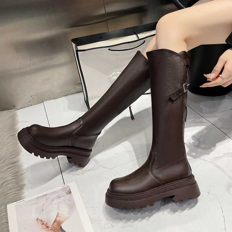 Boots Women's Knee Flats High Platform Shoes fashion Dress Winter Boots 2025 New Trend Cozy Walking Sport Chelsea Botas De Mujer D260917