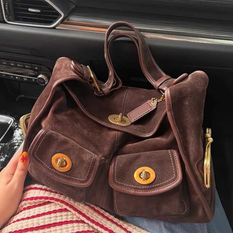 Bag Vintage Suede women Shoulder Casual Commuter Pillow Bag Single Shoulder Crossbody Bag Multi-pocket Large Capacity Totes H2609051