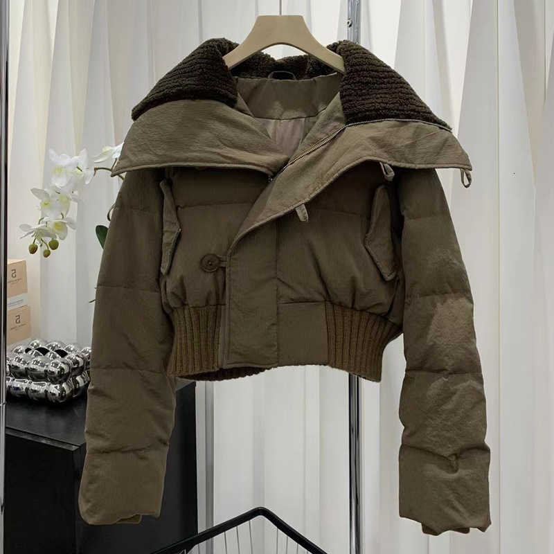 Loose Korean Version Solid Color Lapel Short Down Jacket Women's Winter New Fashion Thickened Warm Zipper Cotton-padded Clothes H260917