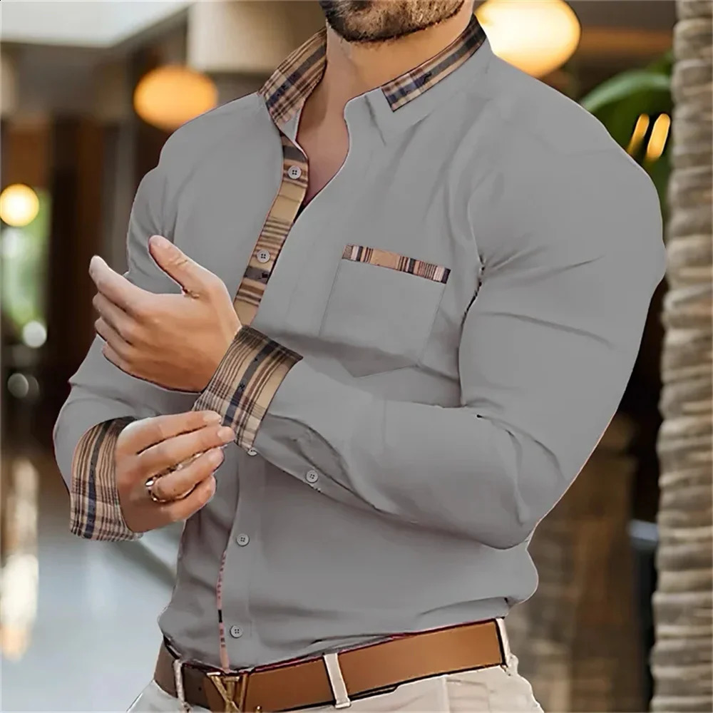 Men's business lapel shirt office casual outdoor street shirt soft and comfortable men's high-quality top large size XS-6XL 260916