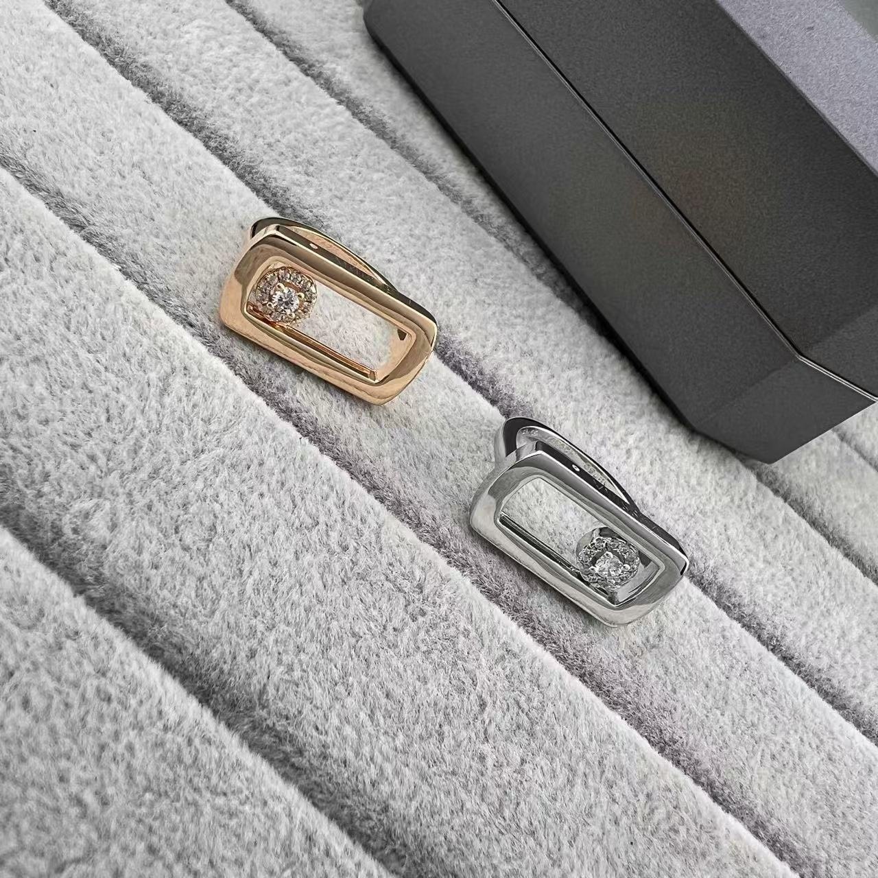 Designer Messikaas High-end V Gold Mei's Large Smooth Single Bead Sliding Ring Pin Paperclip Movable Light Luxury Fine Craftsmanship