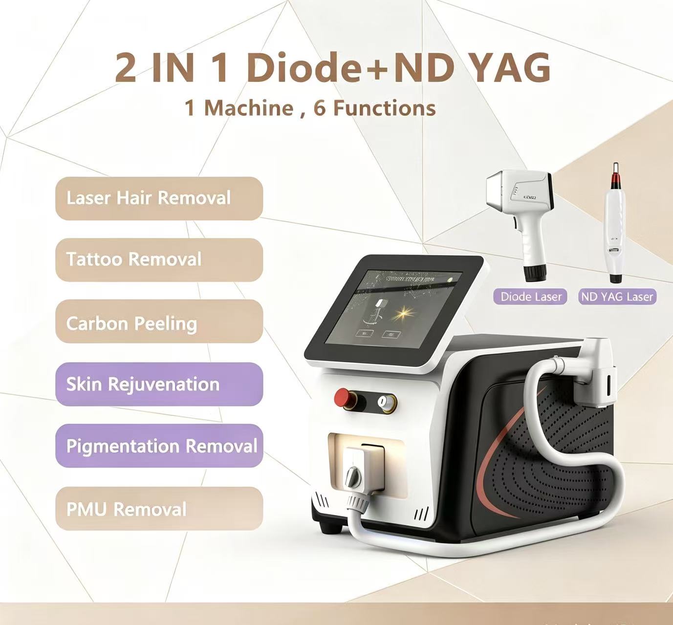 New Laser Beauty Equipment Hair Removal Tattoo Removal Diode laser And Yag Laser Salon Use