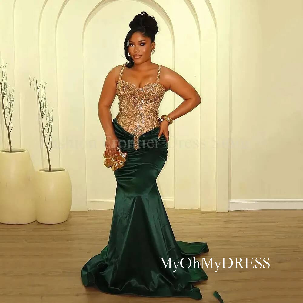 Sweetheart Spaghetti Strap Vintage Prom Dresses Or Length Beading Mermaid Sleeveless Evening Gowns Formal Ocns Handmade Dr0331 Y916
