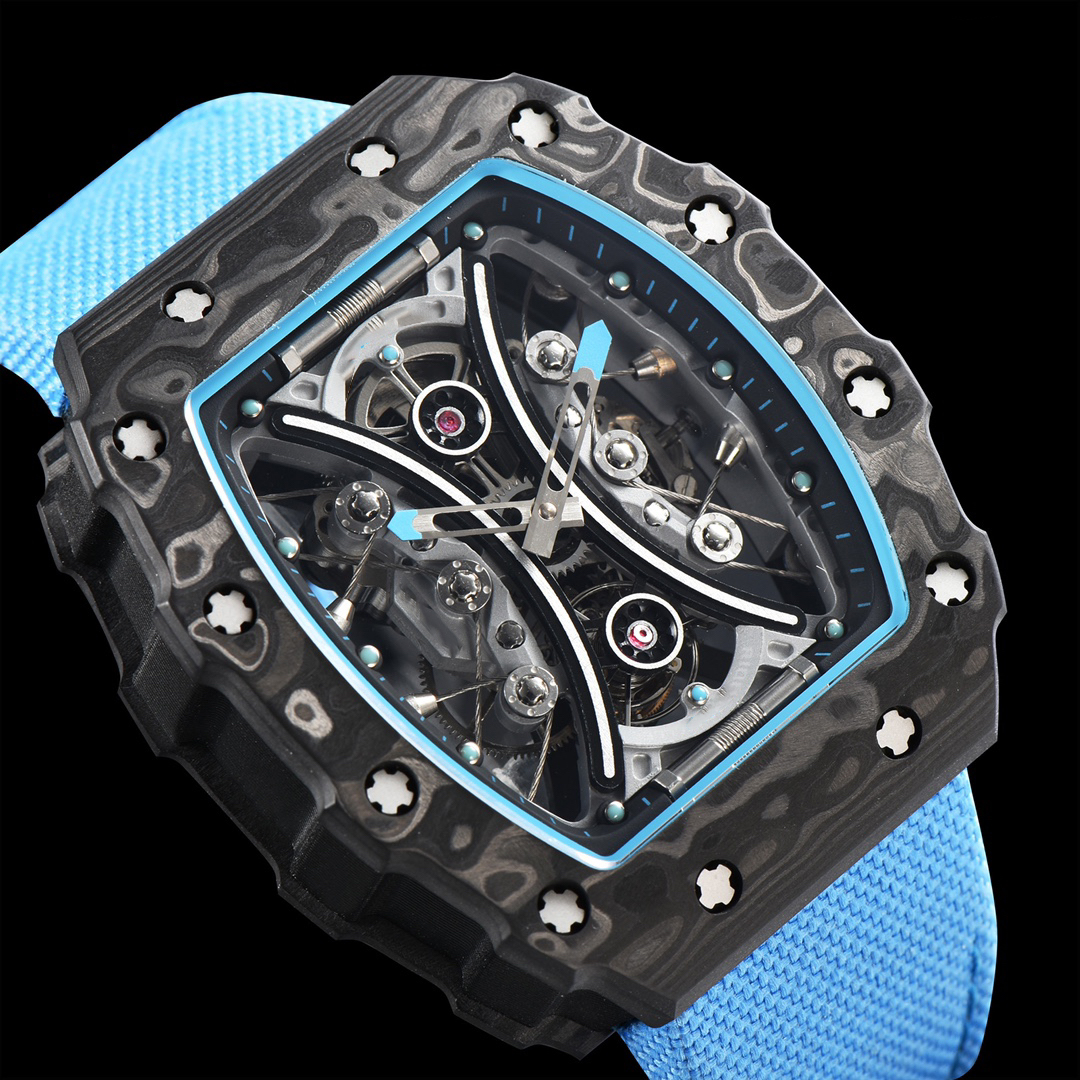 watchRM53-01 titanium carbon fiber black ceramic bezel It features an RM tourbillon movement and has a power reserve of 48 hours designer watches