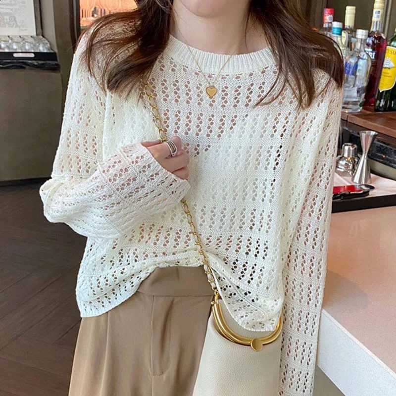 Pullovers Knitted Sweater Women New Long Sleeve Sweaters O-Neck Hollow Out Knit Sweater Pullover Women Tops Women Clothing Q3746 J260916