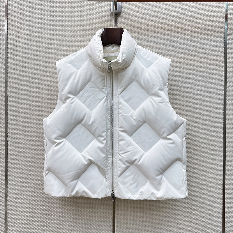 Women Classic High End Down Vest Designer Mock Neck Zipper Sleeveless Warm Puffer Vests Solid Striped Common Chic Cropped Gilet