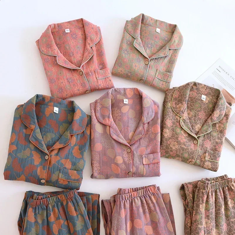 Women's Spring and Autumn Color Cotton Long-Sleeved Suit Jacquard Cotton Women's Pajamas Large Cardigan Home Clothes 260916