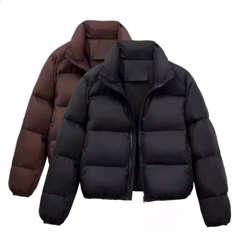 Winter Women's Casual Thi Cotton Padded Jaets Coats Street Sle Straight Cut Long Sve Zipper ort Length Pure Color260917