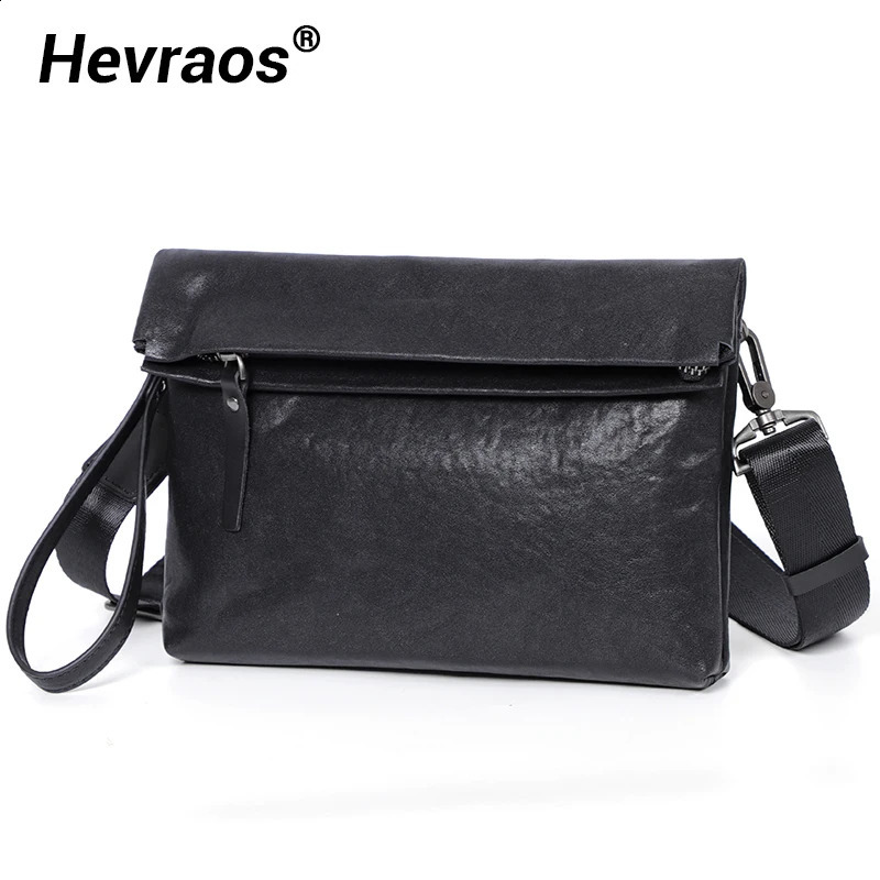 Natural Genuine Leather Men Messenger Bag Shoulder Cluth bag Moneybag Purse Cowhide Male Crossbody Fold Flap 260917