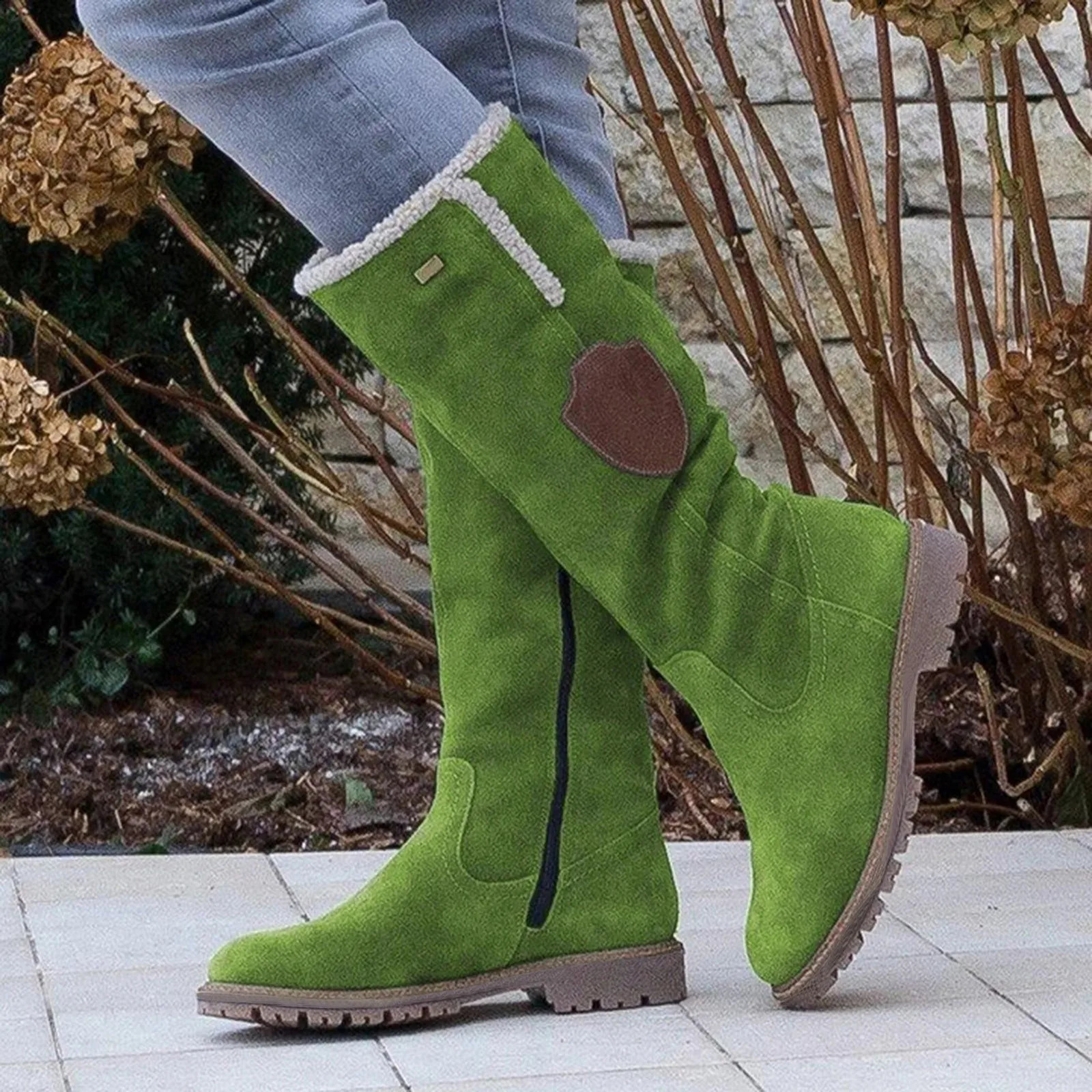 Fashion Half Boots Women Solid Color Large Size Slope Autumn Winter Suede Side Zipper Shoes Round Head Comfort Casual Boots 260917