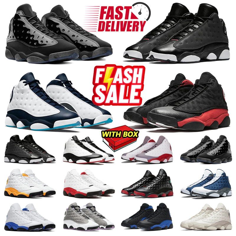 With Box 13 13s Basketball Shoes Chicago Black Cat Playoffs Flint Wings Wheat Del Sol Obsidian Hyper Royal Ray Allen Pandas Sneakers 40-47