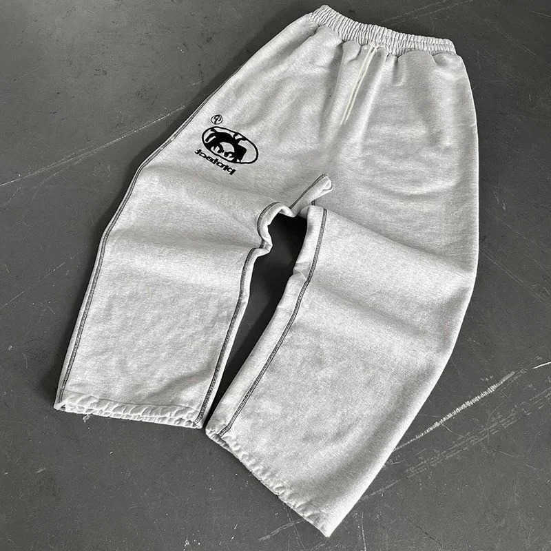 Y2K American Sweatpants Pants Men Gothic Hip Hop Letter Patch Retro Double Layer Design Baggy Elastic Waist Jogging Casual PantsT260917