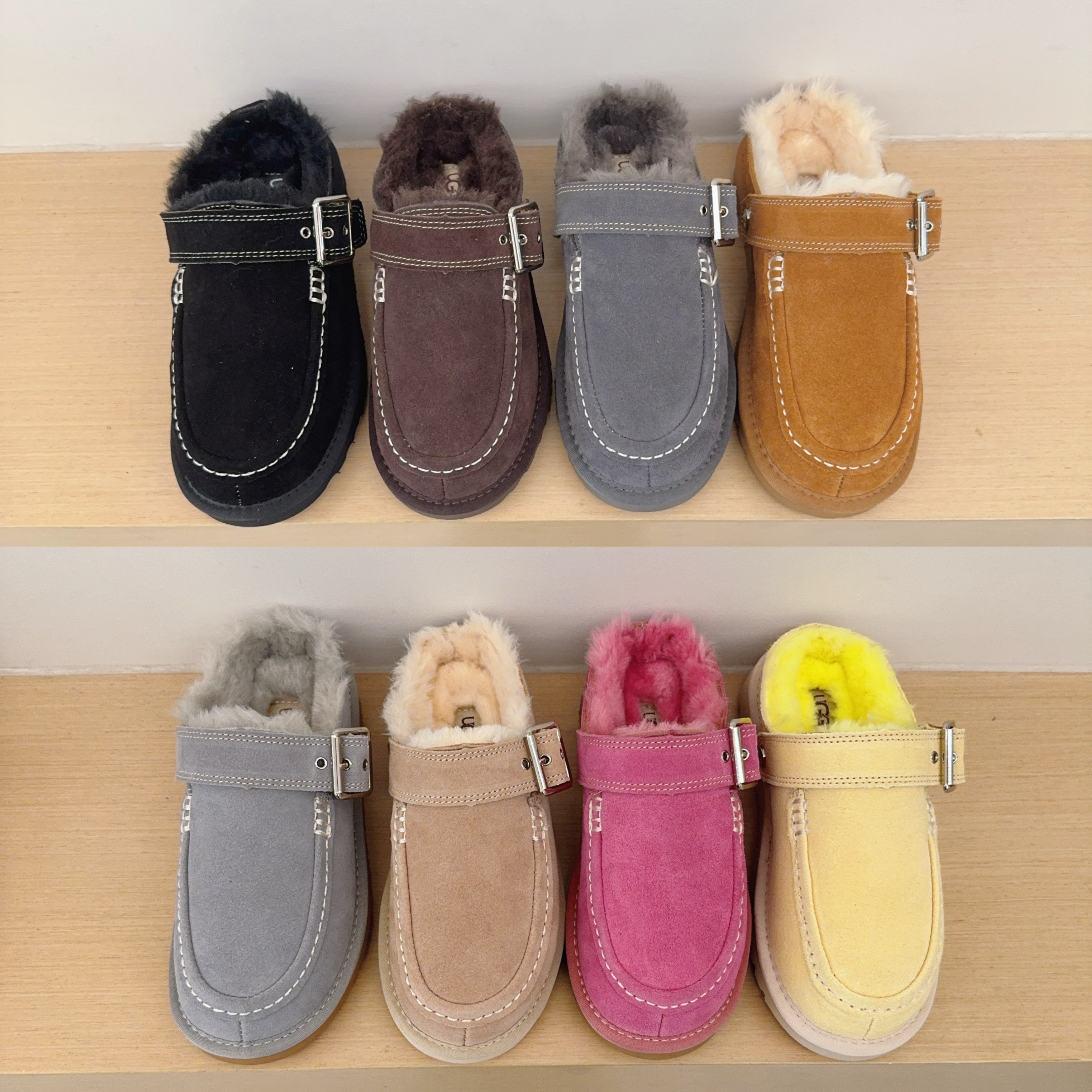 Designer Shoe Goldenstar Evelina Clog Slippers Women Men Tasmanitys Slides Bow Tazz Boots Suede Furry Lined Buckle Strap Fall Driftwood Chestnut San