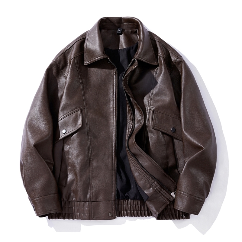 Men's Leather Bomber Jacket Windproof Mens Clothes Slim Fit Casual Jackets Trendy Classic Coats y260902