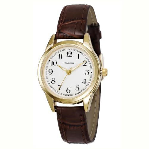Casual Women's Watch: Soft and comfortable leather strap, available in brown and black, ideal lightweight strap for daily all-day wear.