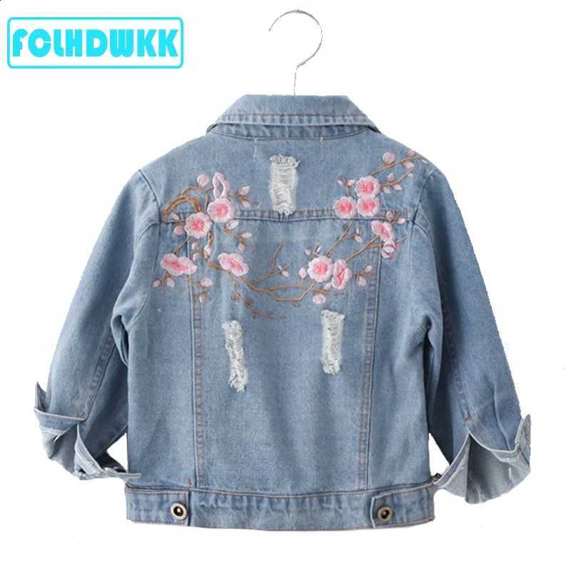 Denim Jackets Kids For Girls Female Baby Embroidered Long-Sleeve Denim Coat Clothing Spring Summer Flower Children Jacket 2-8YT260916
