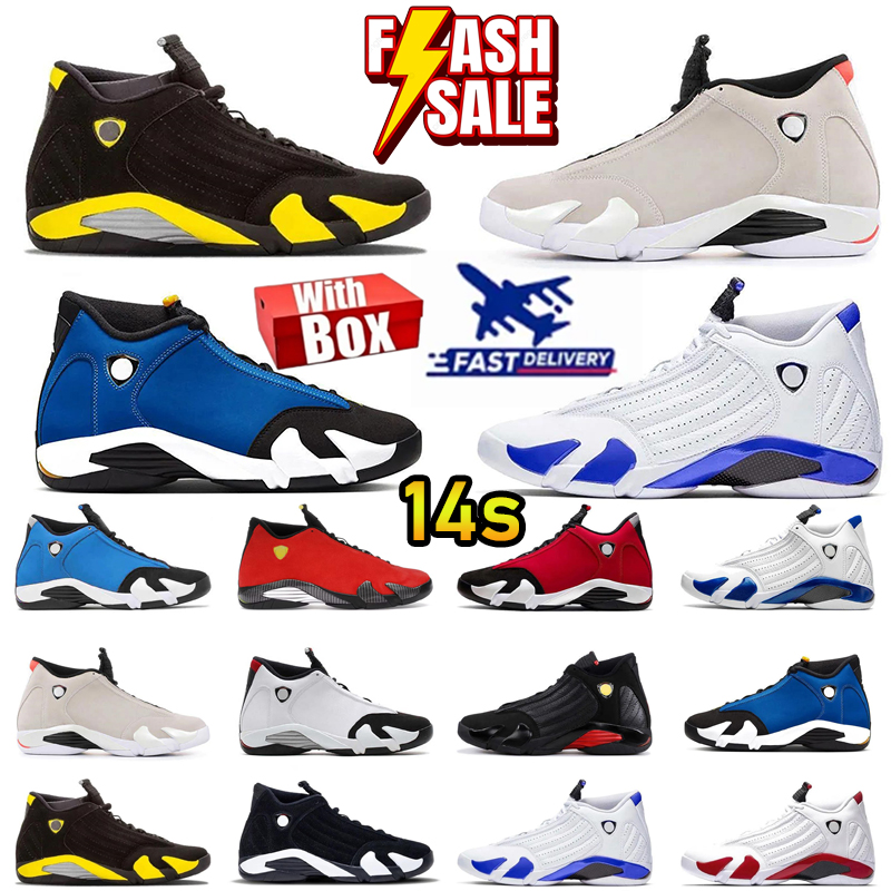 With Box 14 14s Mens Womens Basketball Shoes Ferrari Scheme Black Toe Gym Red Chartreuse Sports Sneakers Trainers 40-47