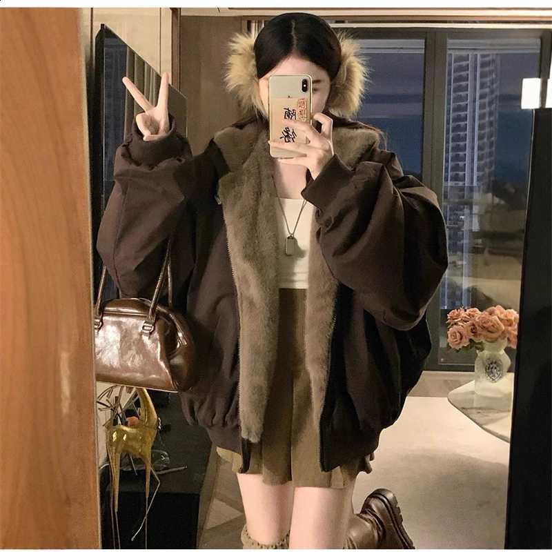 Winter Double Sided Wearable Plus Velvet Thick Warm Loose Women Parka Coats Fleece Hooded Casual All-match Cotton Padded Jackets H260917