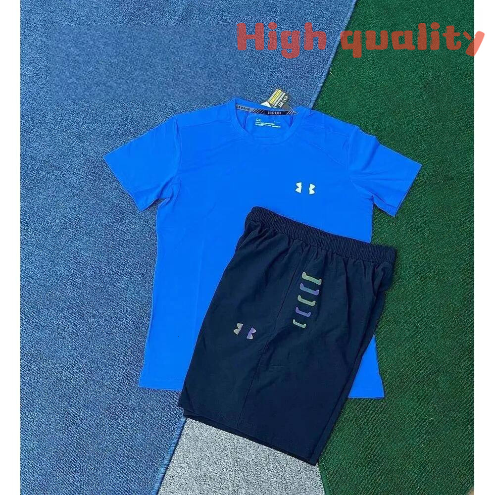 Under Amourr Tracksuit High Street Hip Hop Sportswear Men Women Running Under Shirt Shorts Set Round Neck Breathable Summer High Quality Hot Sale Tr