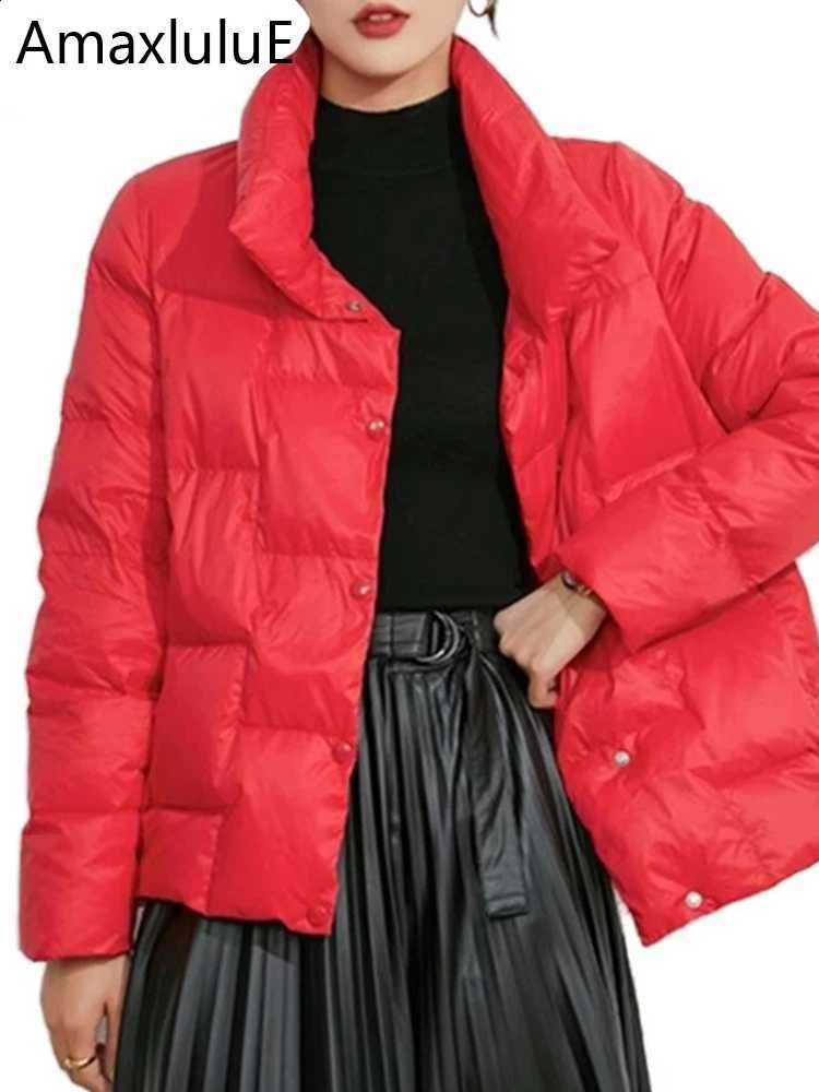 2024 Korean Warm Females Winter White DuCK Down JaCKets Women Fashion Vintage Casual Coats Classic Loose Parkas Outerwear H260917