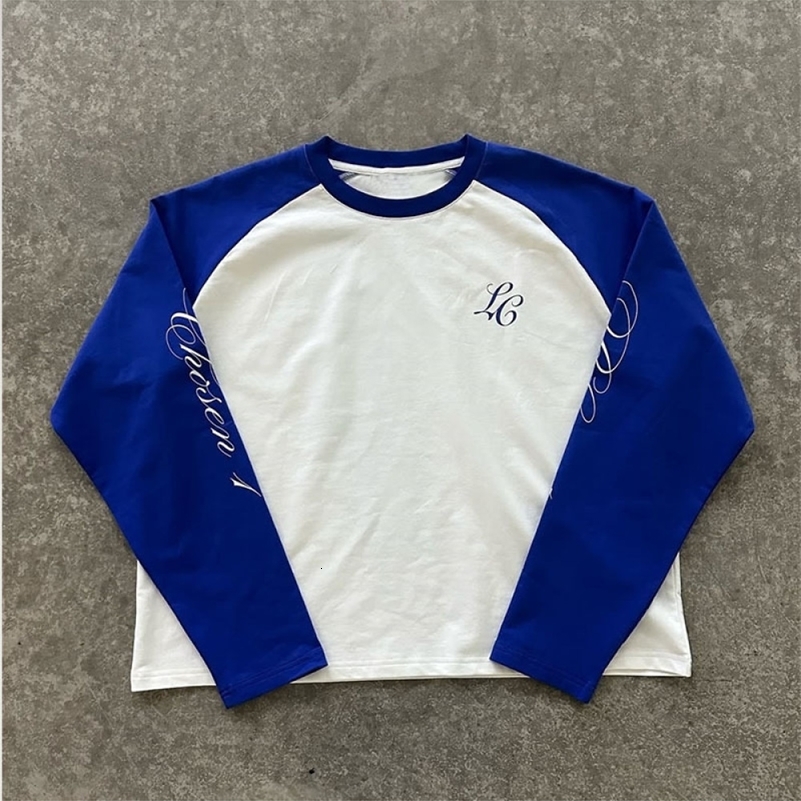 2026 Y2K American retro letter printed round neck long sleeved Tshirt with casual street trend simple and versatile niche 260916