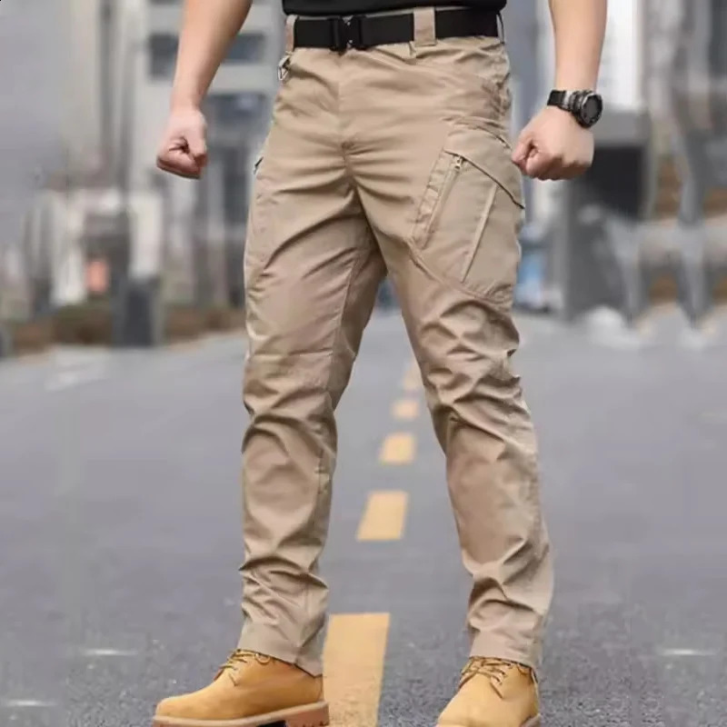 Work Tactical Pants Men Casual Cargo Trousers Summer Multi-pocket Waterproof Pant Workwear Hiking Training Trousers Male 260917