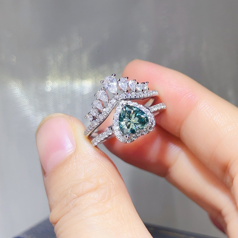 Hot Selling Heart Shape Moissanite Ring, Women's Multi Layer Luxury Combination Ring Wholesale