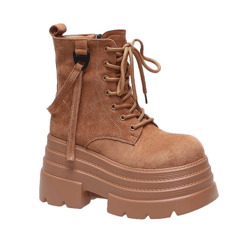 2025 New Ankle Boots for Women Winter Motorcycle Boots 10CM Wedge Heels High Platform Shoes Woman Autumn Thick Sole Punk Boots D260917