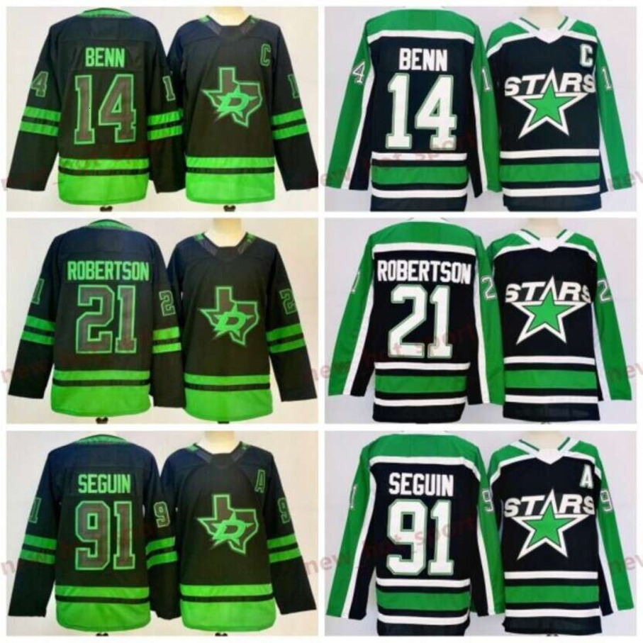 Mens 2025 New Hockey Jerseys 14 Jamie Benn 21 Jason Robertson 91 Black Green Shirts Stitched