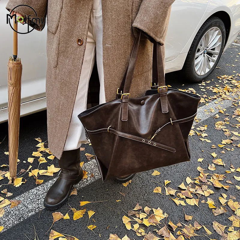 Tote Bag er Retro PU Leather Shoulder Handbag for Women Winter Trend Y2K Fashion Handbags Females Travel y Tote Bags 260916