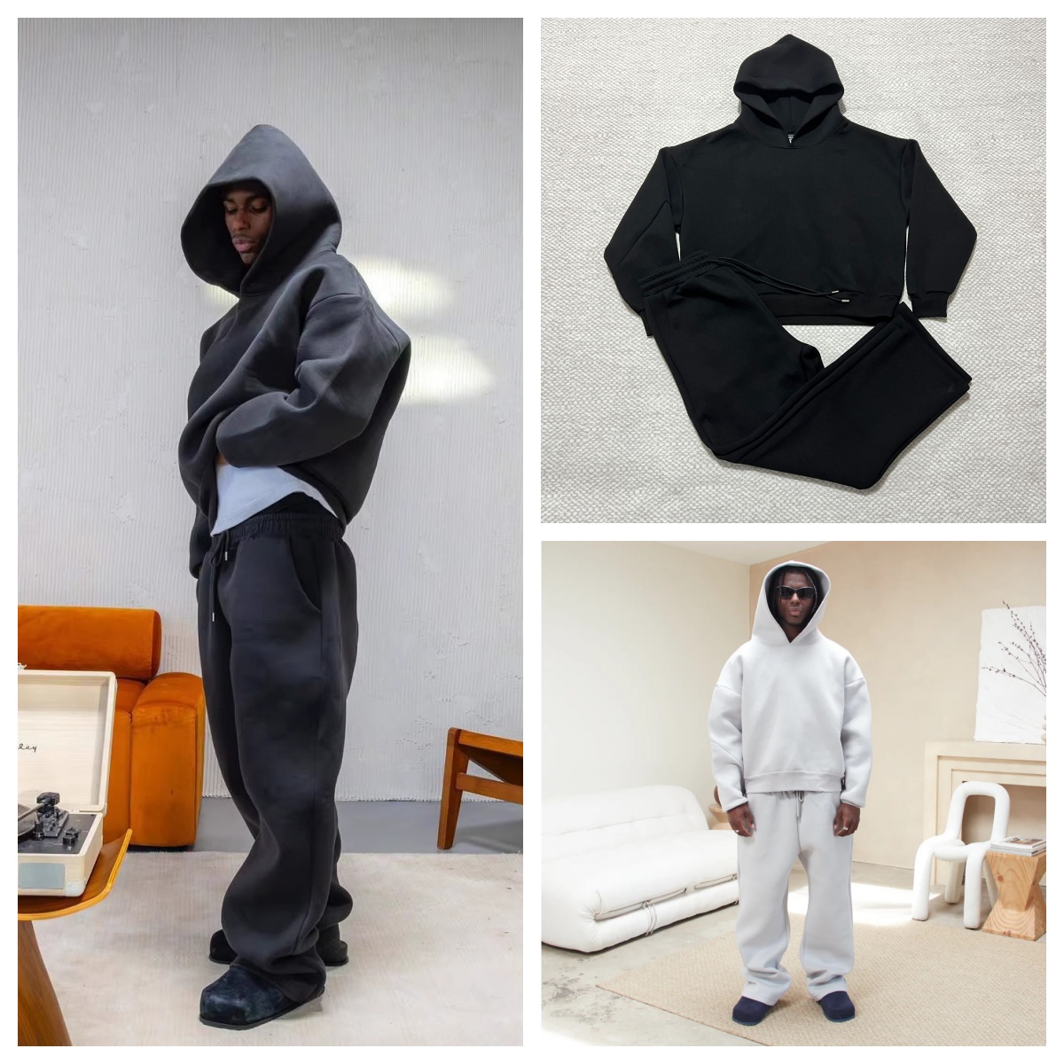 Men's Tracksuits Saint Alexander Tracksuit Cotton Hoodies Vintage Men Sportswear 2 Piece Sets Loose Coats Drawstring Pants Oversized Party Amer